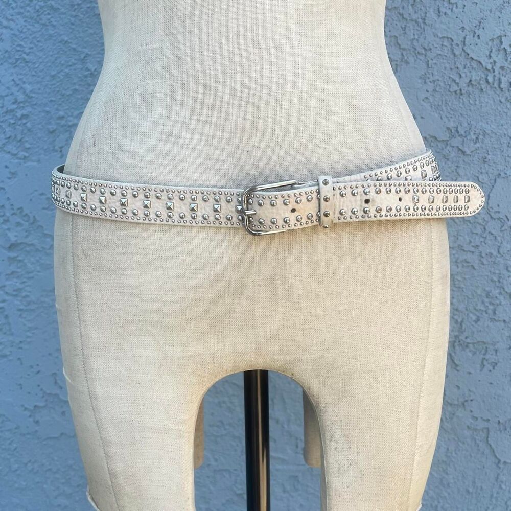 Jcrew Studded Belt Cream color glam
